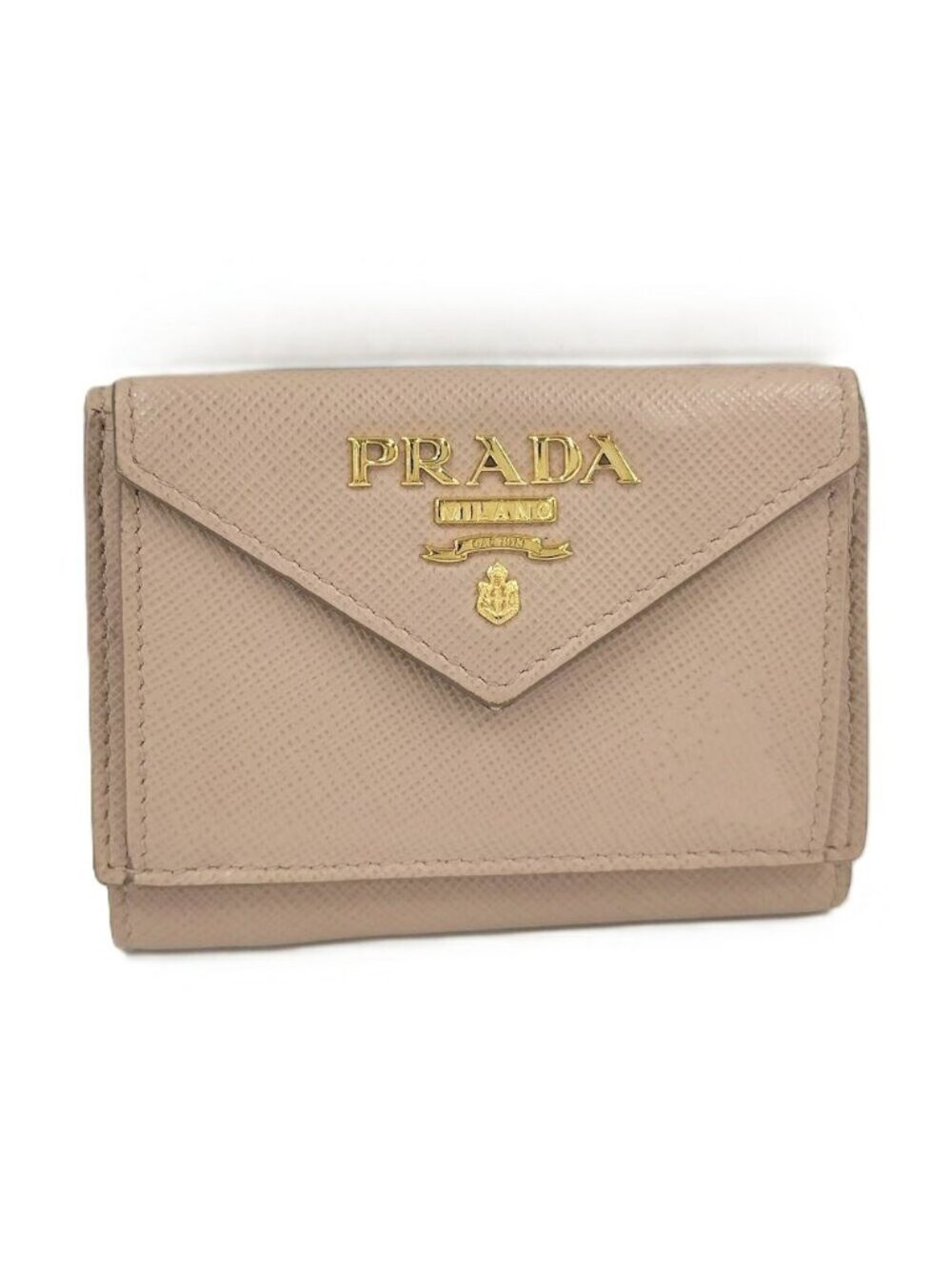 Prada Trifold Wallet Saffiano Pink Beige